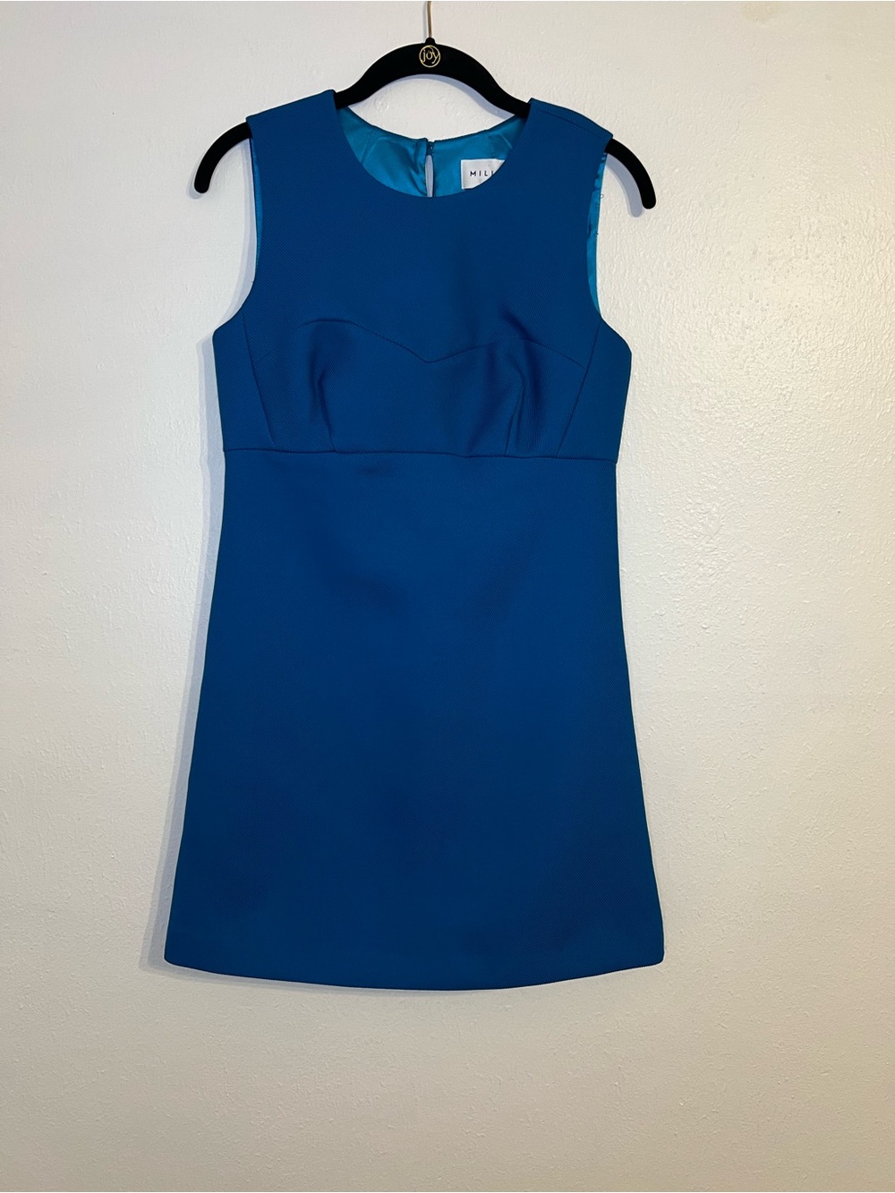 Milly Sleeveless Blue Shift mini Dress size 4 empire waistline